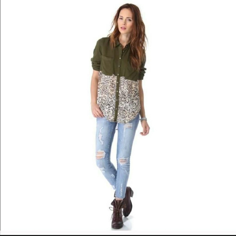 Free People Animal Print Top size S
